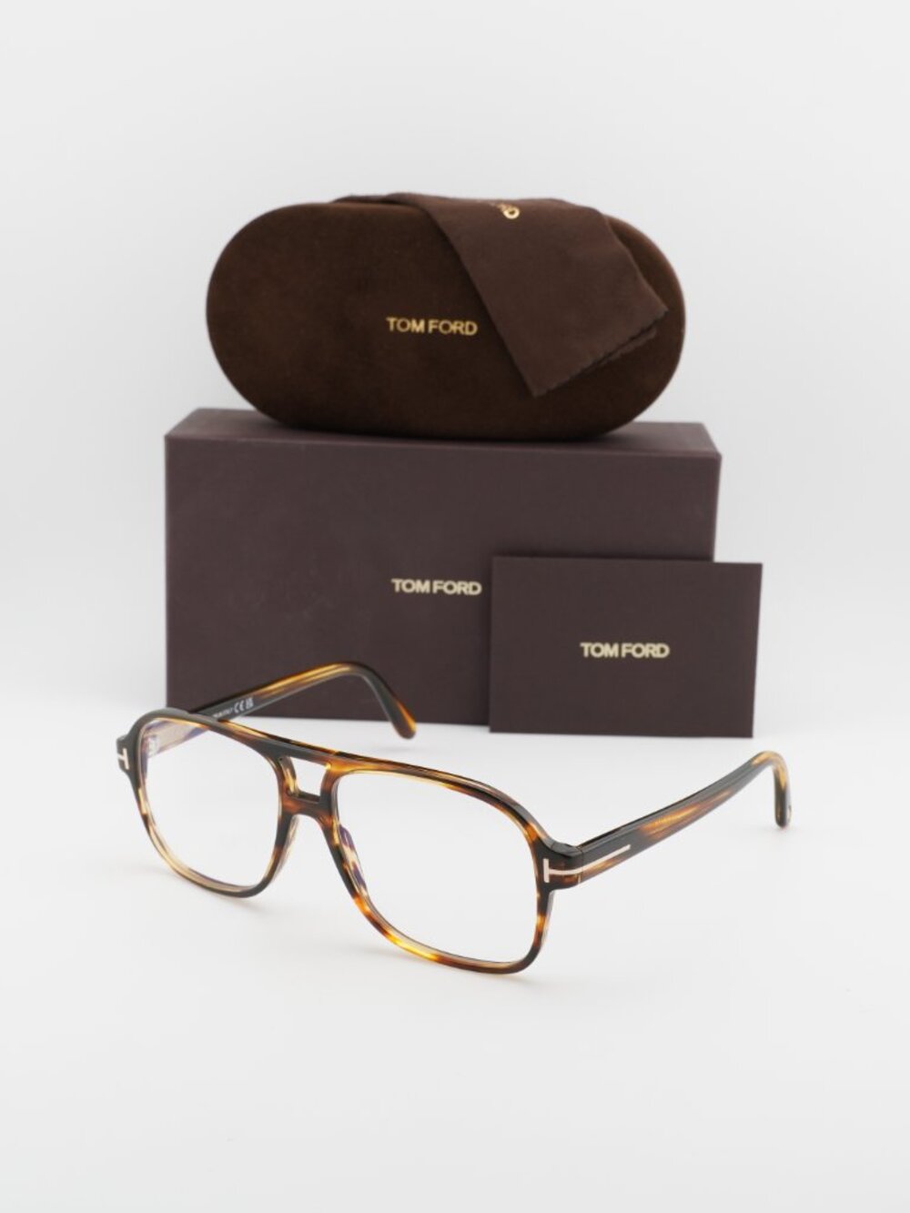 Tom Ford FT6058-B 055 Aviator Eyeglasses 58mm - Havana / Blue Light Block